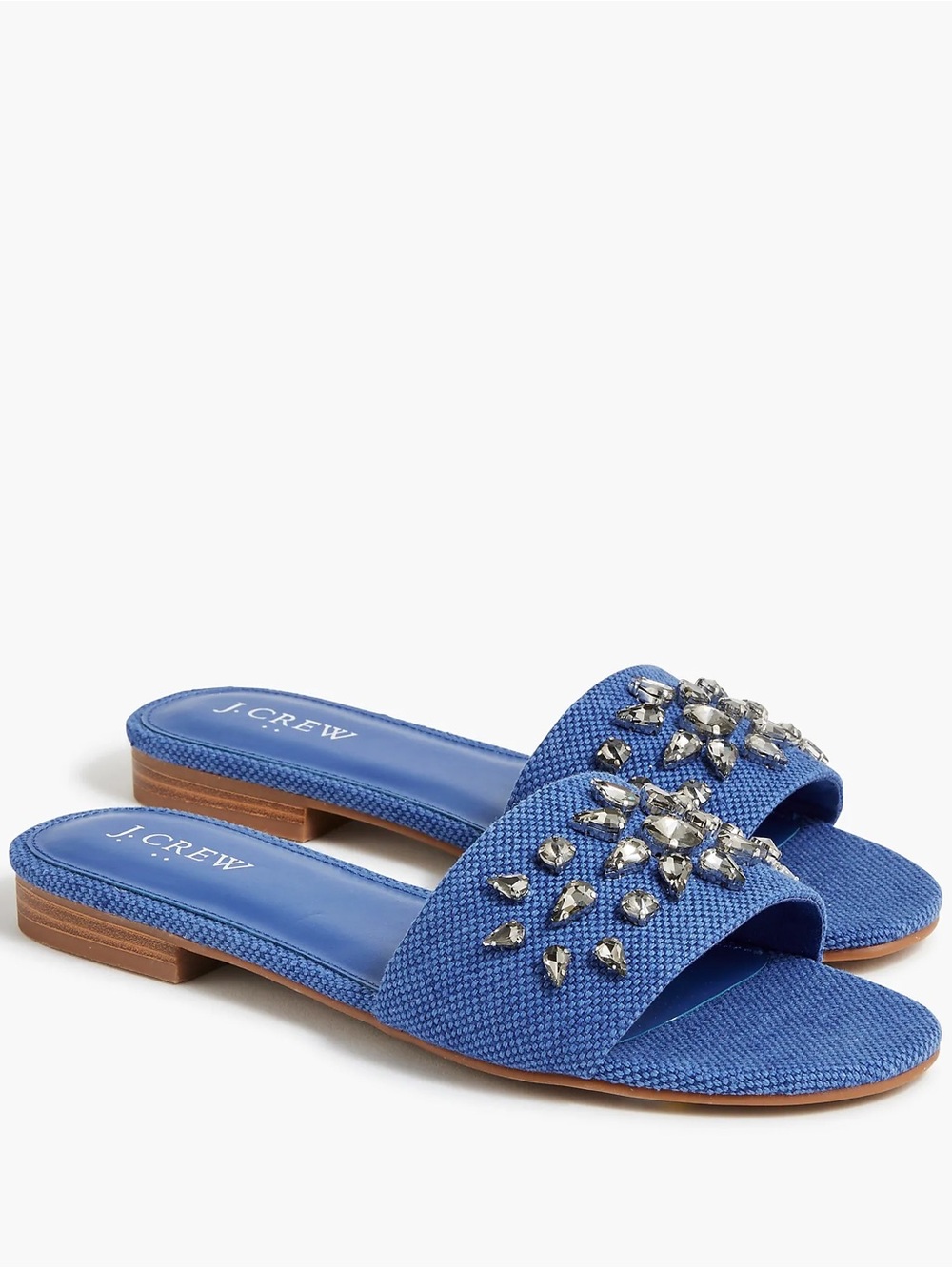 J. Crew Cobalt Blue Jeweled Slide Sandals